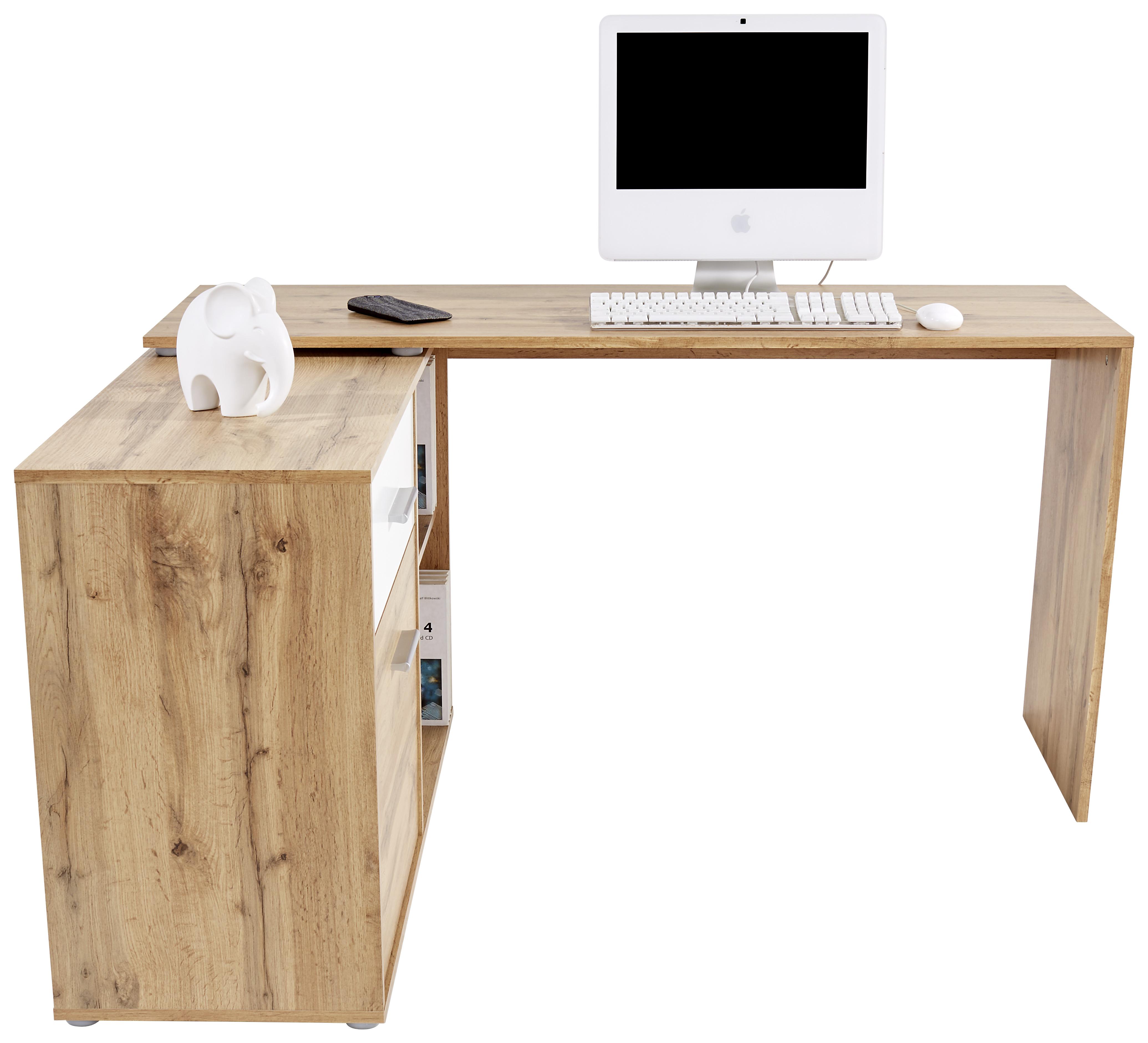 Eckschreibtisch mit Stauraum B 138cm H 74cm Prag, Eiche Dekor - Eichefarben, MODERN, Holzwerkstoff (138/74/120cm)