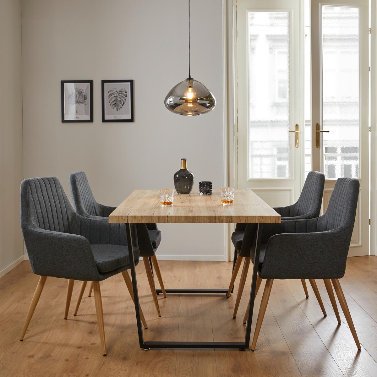 Jedálenský stôl Dave 160x90 cm - čierna/farba duba, Modern, kov/drevo (160/90/76cm) - Modern Living