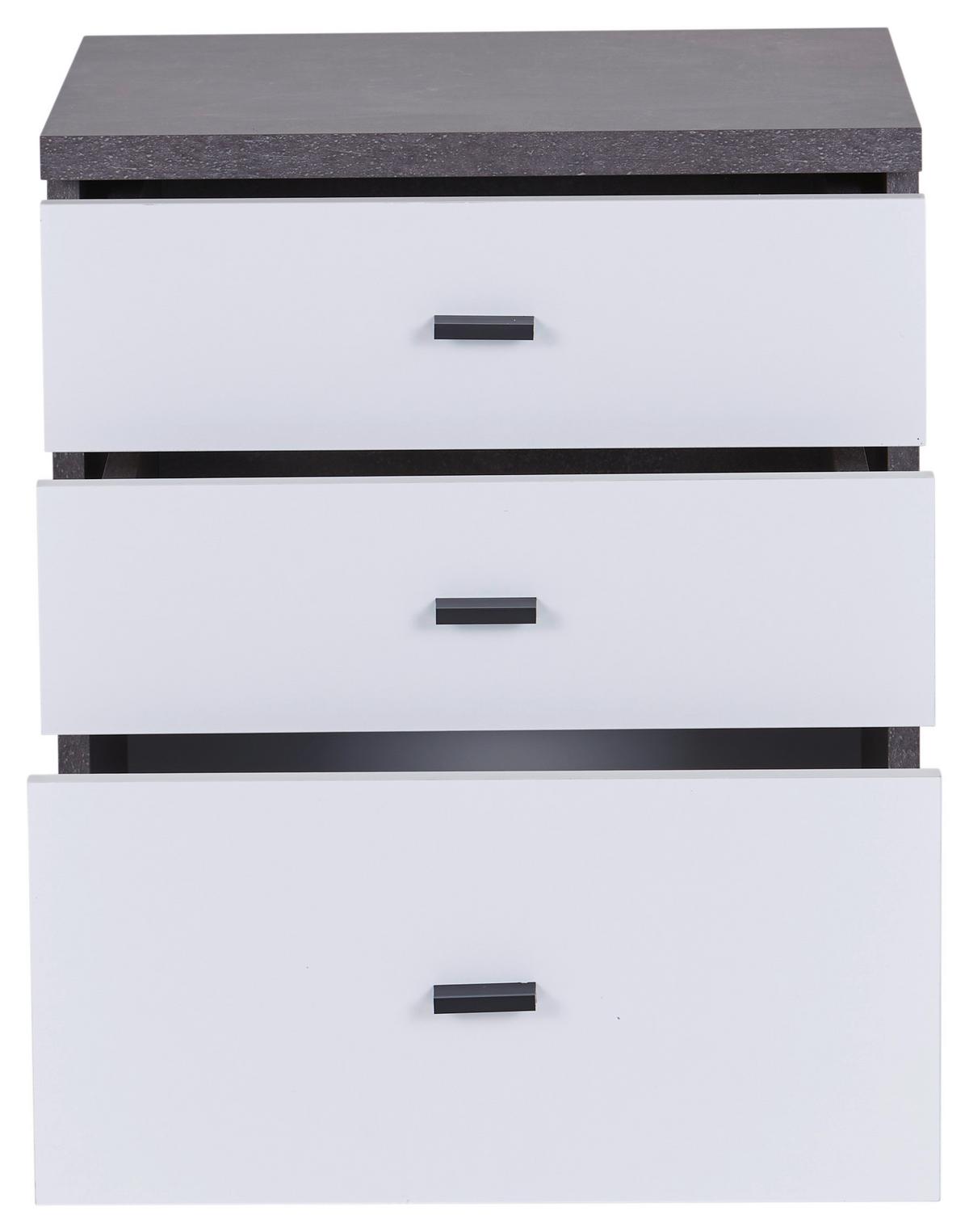 Rollcontainer Betonoptik /weiß 4 You New 2 Yuk 13 - Dunkelgrau/Weiß, MODERN, Holzwerkstoff (43/53/40cm)