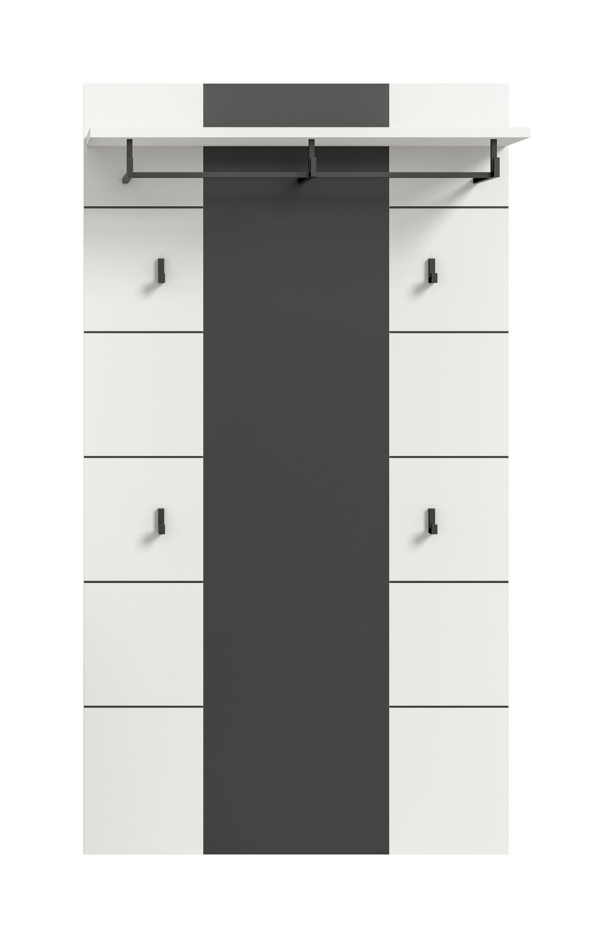 Garderobenpaneel Canu Grau/Weiß B: 80 cm - Weiß/Grau, Design, Holzwerkstoff (80/145/29cm) - Livetastic