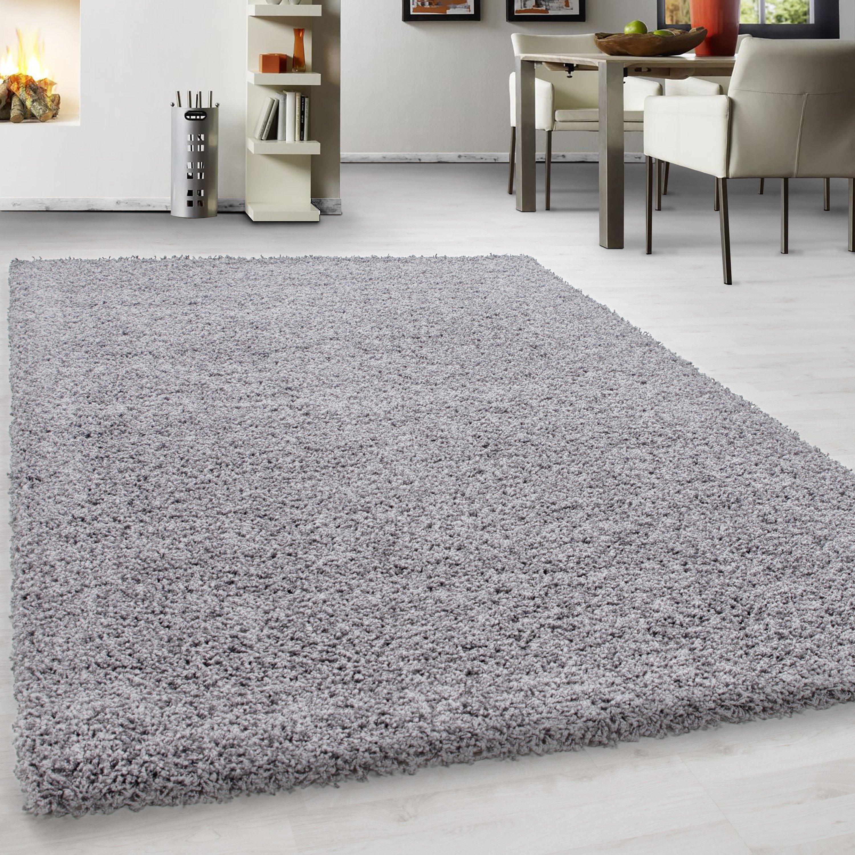 Hochflor Teppich Hellgrau Life 140x200 cm - Hellgrau, KONVENTIONELL, Textil (140/200cm) - Novel