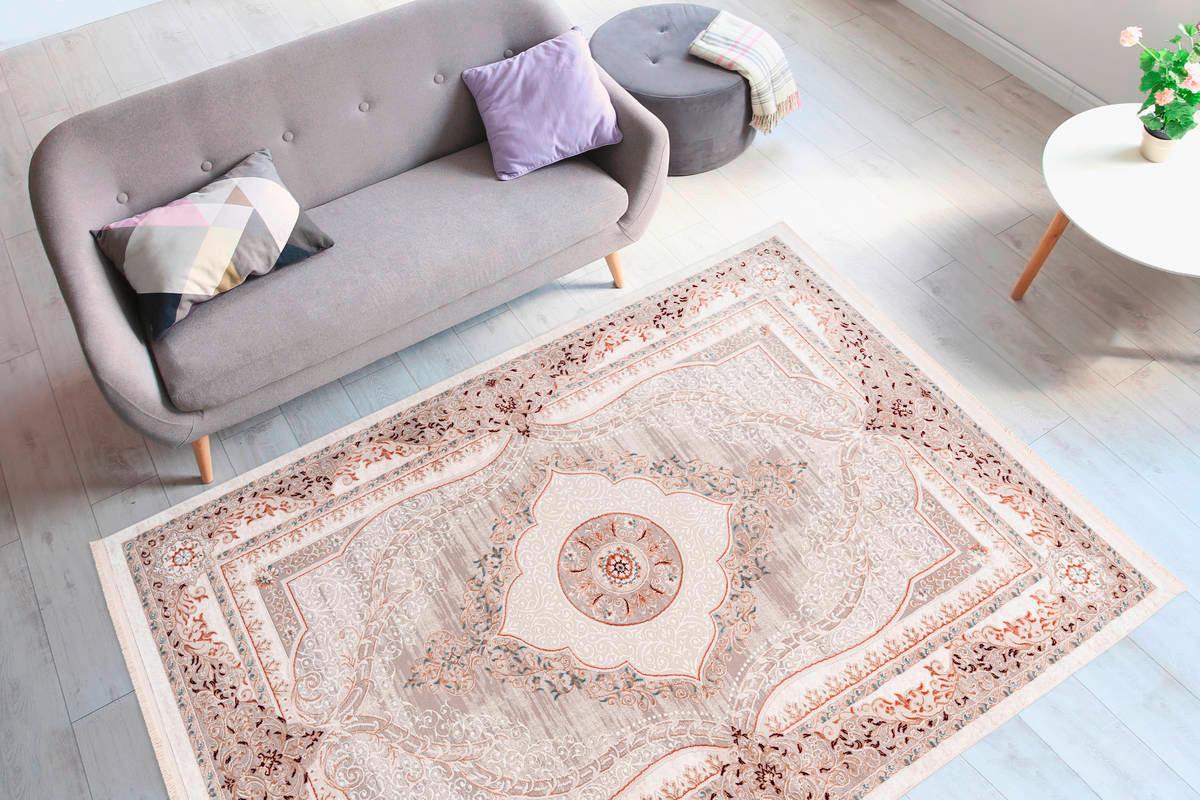 Webteppich Grau/Rosa Akropolis 200x230 cm - Rosa/Grau, Design, Textil (200/230cm) - Kayoom