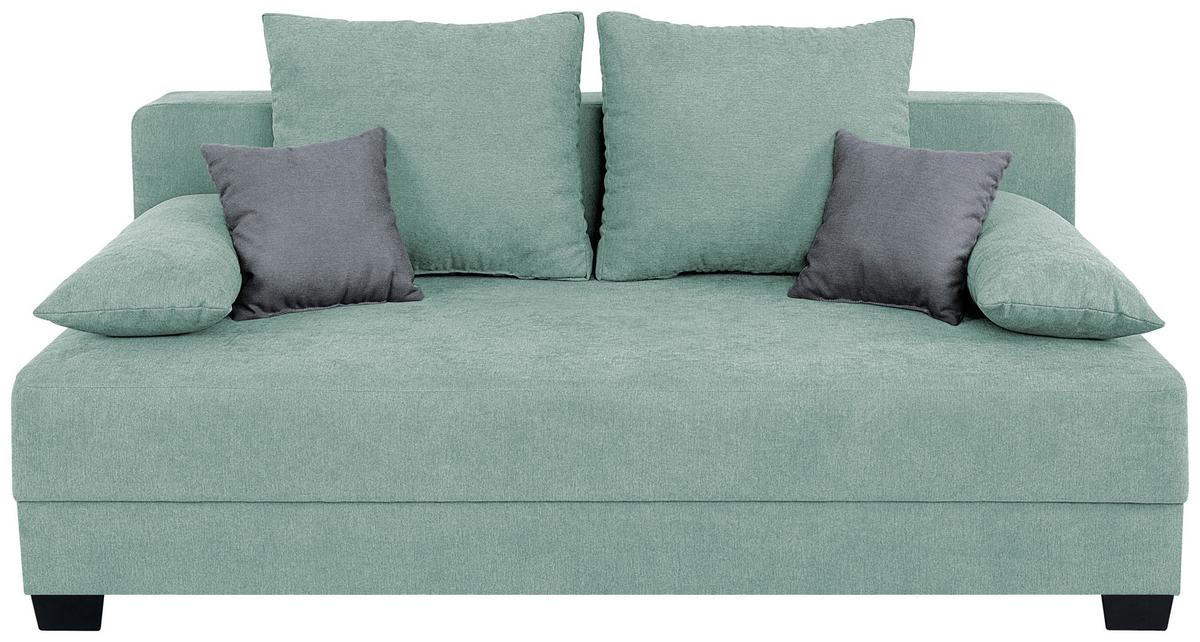 Sofa Mia mit Schlaffunktion Mingrün 200 cm - Schwarz/Rosa, Design, Holzwerkstoff/Textil (200/90/110cm) - P & B