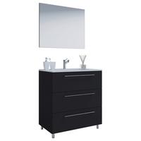 Badezimmer Schubo 3-Teilig Schwarz B: 60 cm - Alufarben/Schwarz, MODERN, Keramik/Holzwerkstoff (60cm) - MID.YOU