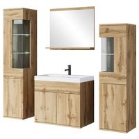 Badezimmer Narobi Eiche Wotan B: 120,4 cm - Eiche Wotan/Weiß, Trend, Glas/Keramik (120,4cm) - P & B