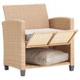 Loungegarnitur 6-Tlg. Porto- Multi, Polyrattan mit Kissen - Hellbraun/Grau, MODERN, Kunststoff/Textil (190/237cm) - Beldano