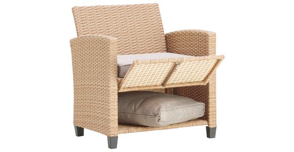 Loungegarnitur 6-Tlg. Porto- Multi, Polyrattan mit Kissen - Hellbraun/Grau, MODERN, Kunststoff/Textil (190/237cm) - Beldano