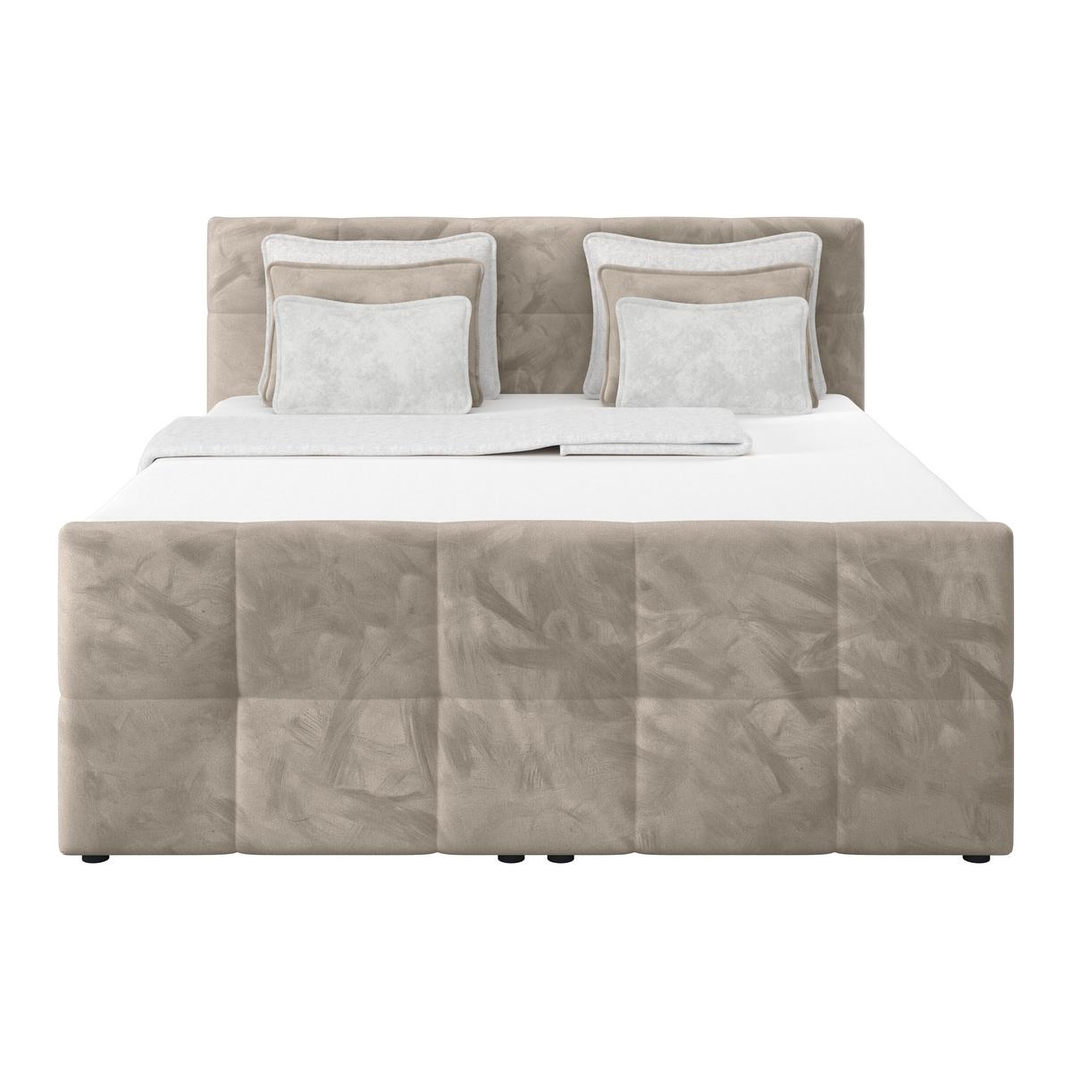 Boxspringbett mit Topper und Bettkasten 160x200 cm Medino - Taupe, KONVENTIONELL, Holz/Holzwerkstoff (160/200cm) - Luca Bessoni