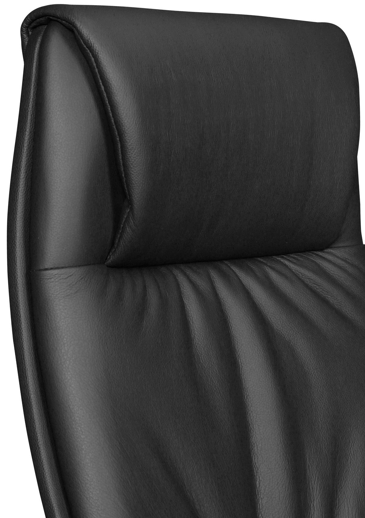 Kancelářská židle OXFORD 1 černá kůže - barvy stříbra/černá, Moderní, kov/plast (67/117/58cm) - MID.YOU