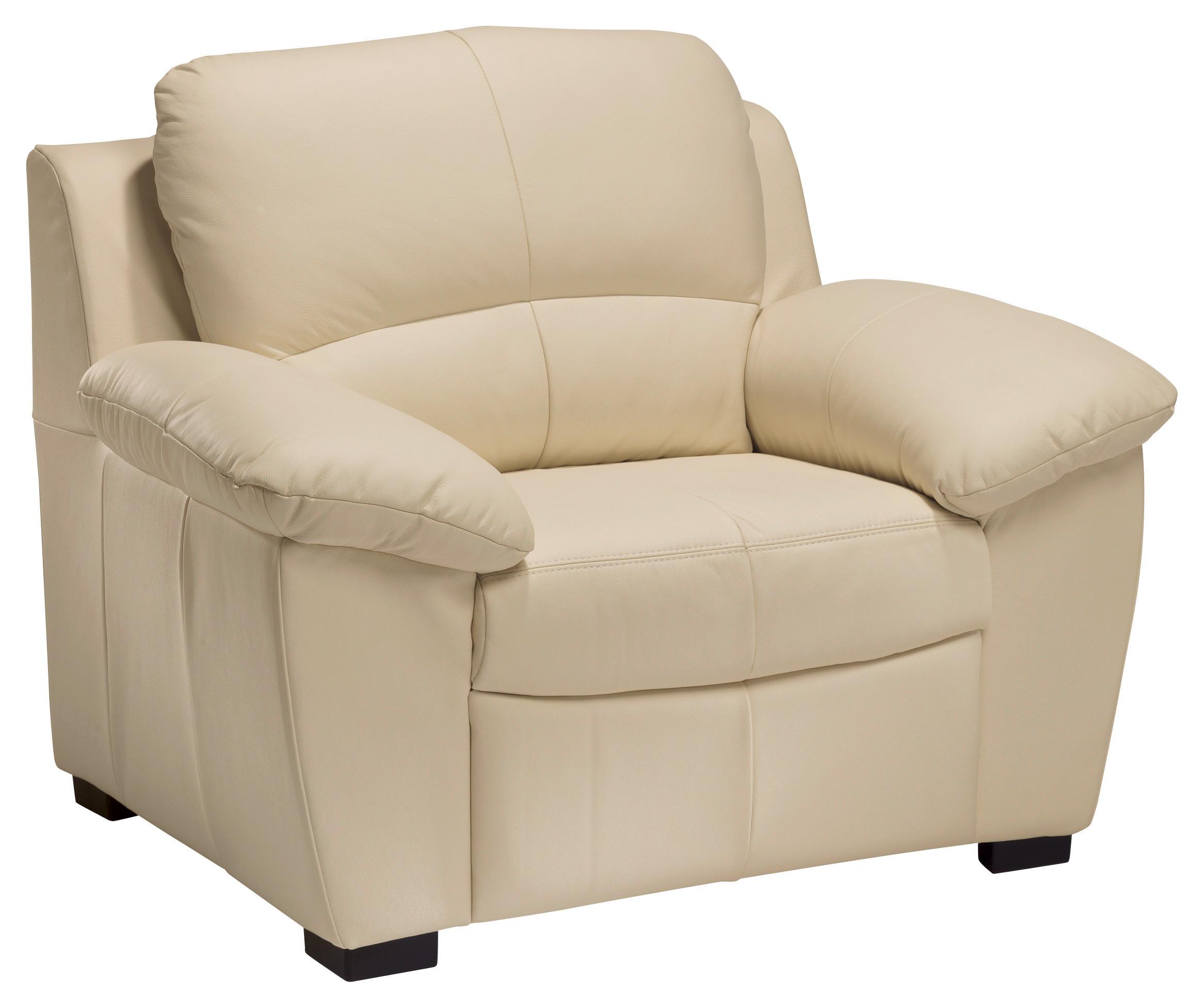 Beigefarbener gepolsterter Sessel im Lederlook