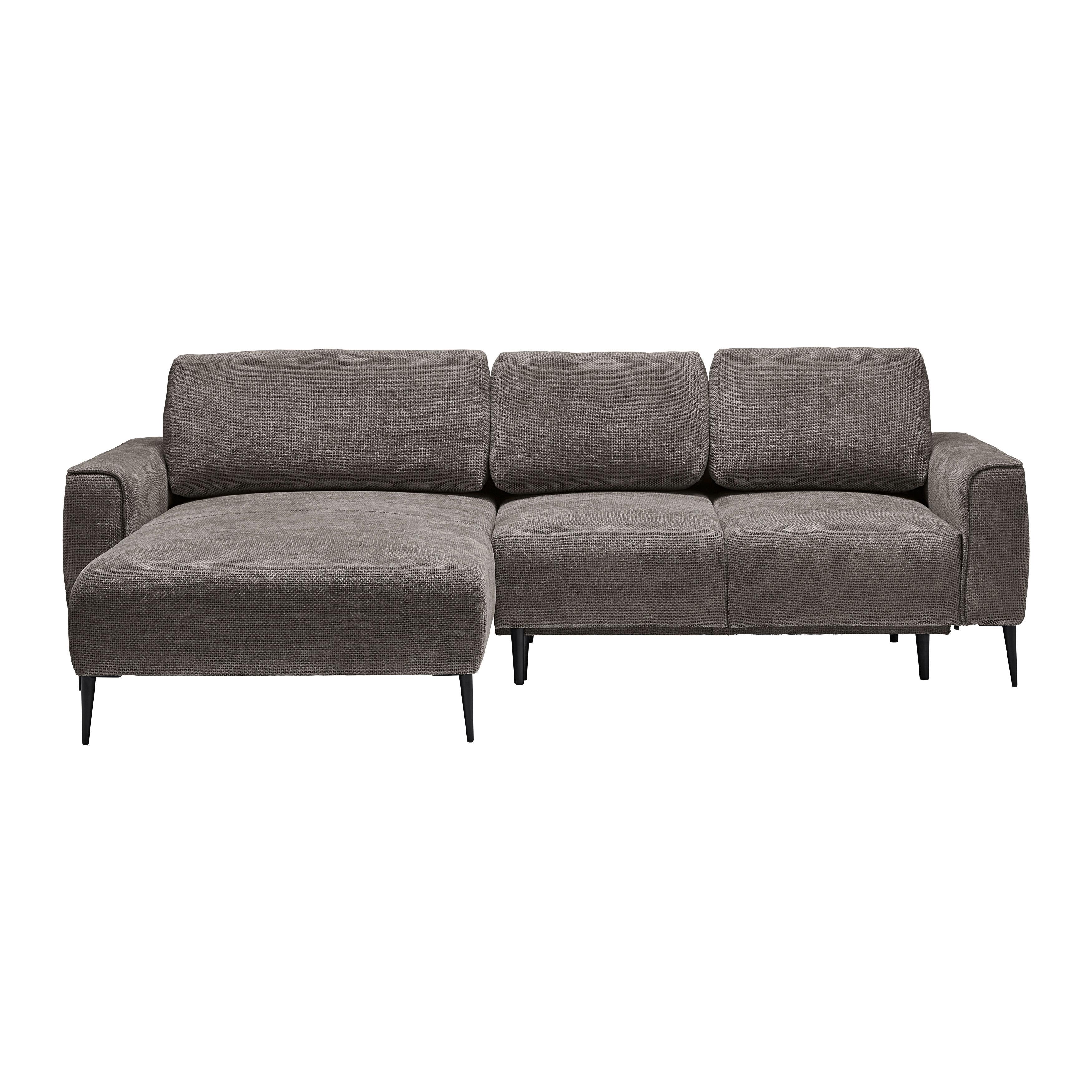 Rohová sedačka CUSTOM, ľavá, tmavosivá ženilka - čierna/tmavosivá, Modern, kov/textil (164/255cm) - Mömax