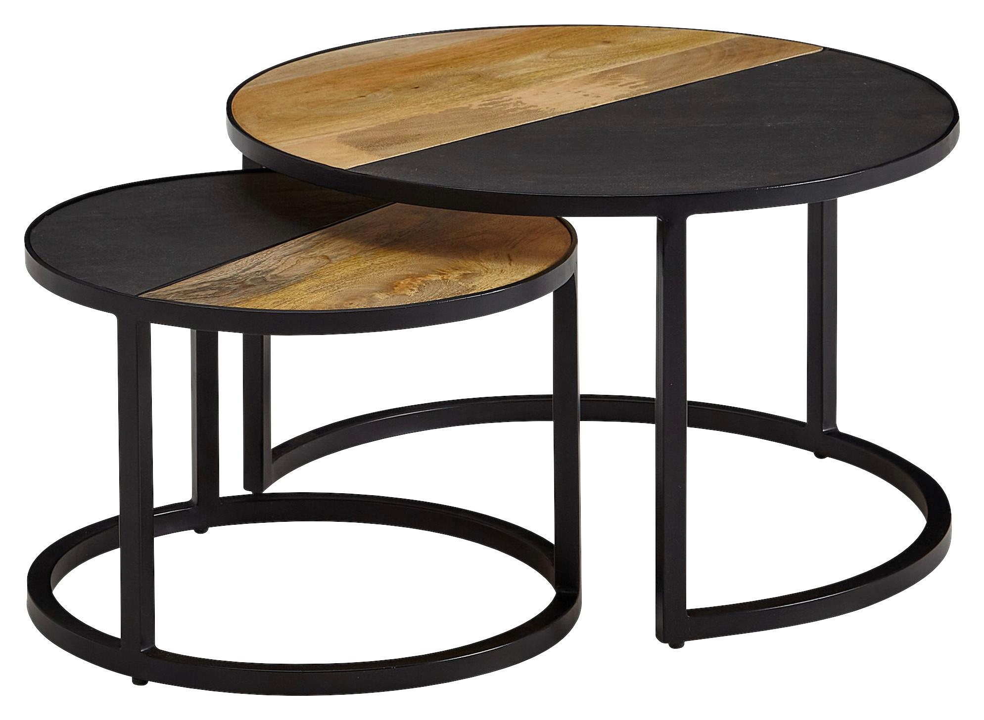 Couchtischset in Schwarz und Naturfarben