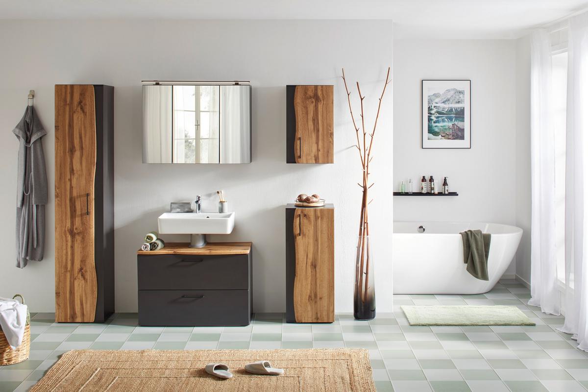 Skříňka pod umyvadlo Timber TIMBER -EXKLUSIV- - Moderní, kov/kompozitní dřevo (90/61/45cm) - Premium Living