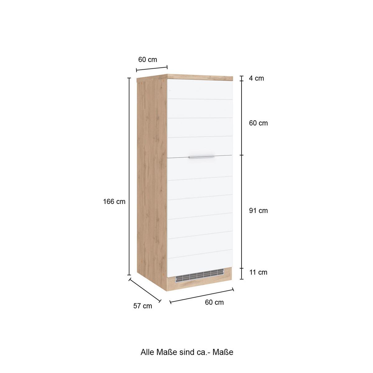 Backofen-/Kühlschrank- Umbauschrank Florenz B: 60 cm - Eiche Wotan/Grau, Design, Holzwerkstoff (60/166/60cm) - Held