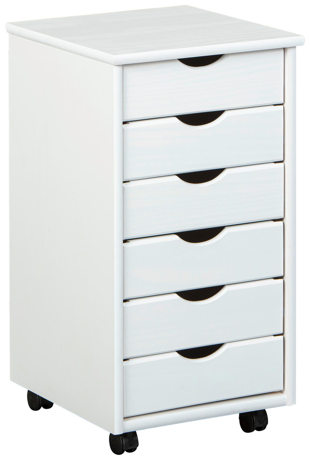 Rollcontainer Holz Massiv Weiß Simon 35x65x40 Cm - Weiß, Basics, Holz/Kunststoff (35/65/40cm) - MID.YOU