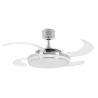 Deckenventilator Fanaway Chrom 4 Flügel, LED-Leuchte - Chromfarben/Transparent, Basics, Kunststoff/Metall (122/41cm) - P & B