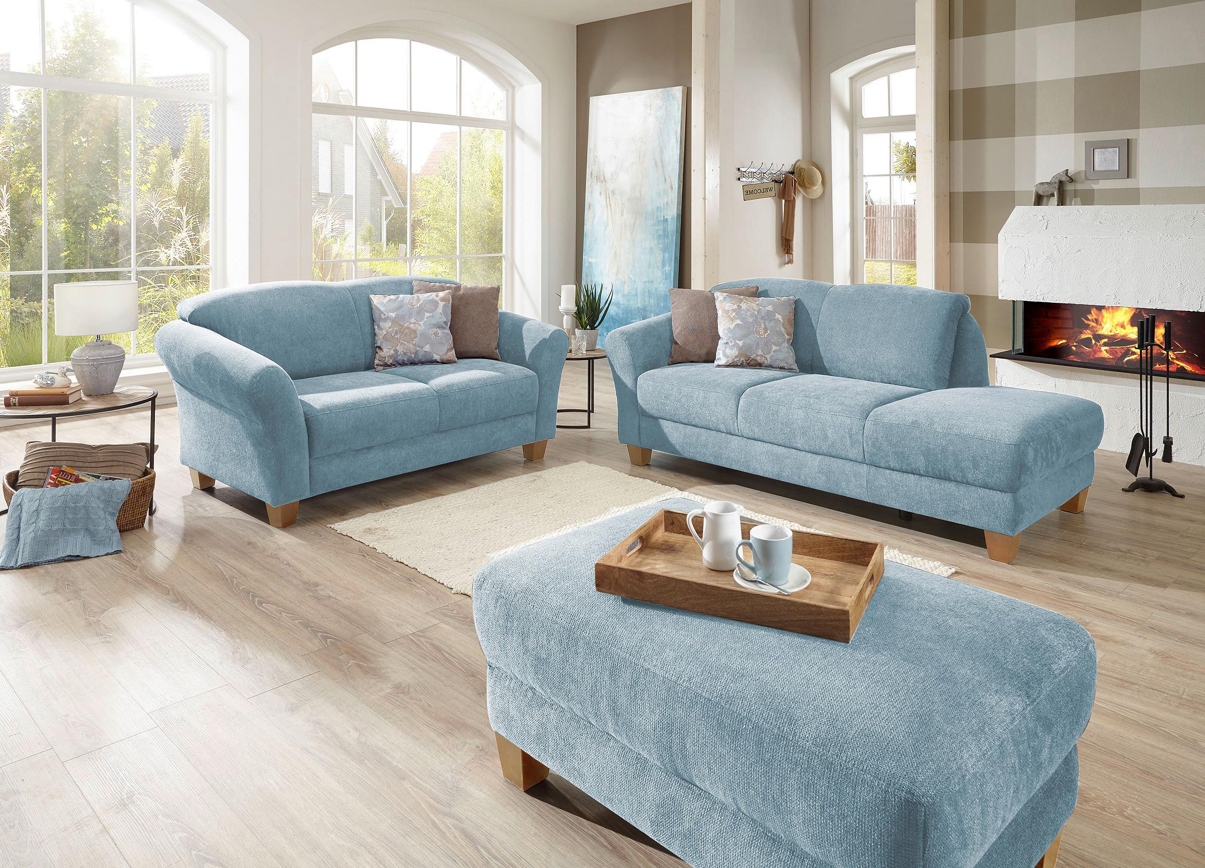 Récamiere Gotland V, Hellblau B: 194 cm - Naturfarben/Hellblau, KONVENTIONELL, Textil (194/84/91cm) - Sit & More