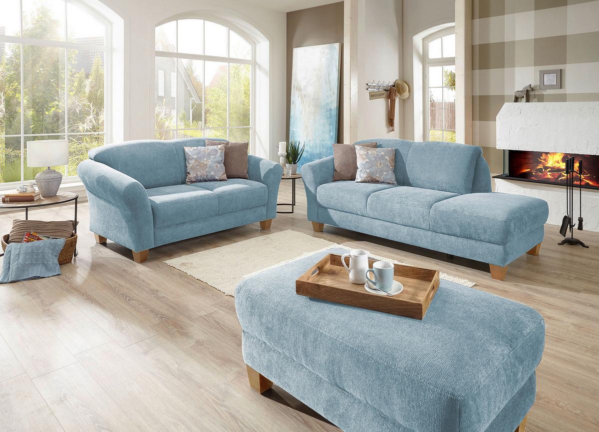 Récamiere Gotland V, Hellblau B: 194 cm - Naturfarben/Hellblau, KONVENTIONELL, Textil (194/84/91cm) - Sit & More