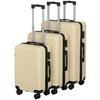 Reisekoffer Set 3-Tlg Florenz 4 Rollen Hartschale - Beige, Basics, Kunststoff/Textil - Ondega