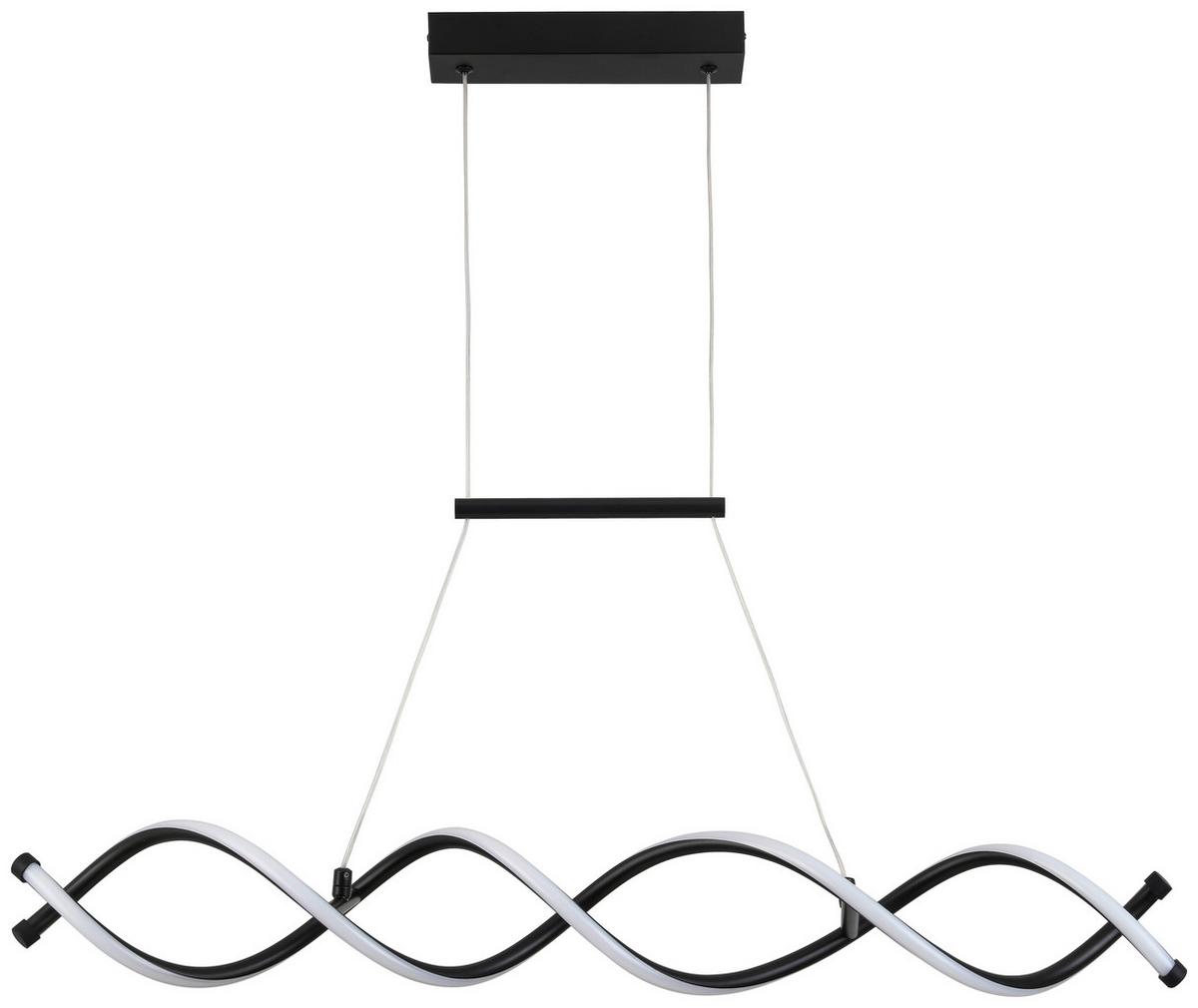 Led-hängeleuchte Solea H: 120 Cm 1-Flammig, Geschwungen - Schwarz, MODERN, Kunststoff/Metall (88/120cm) - Luca Bessoni