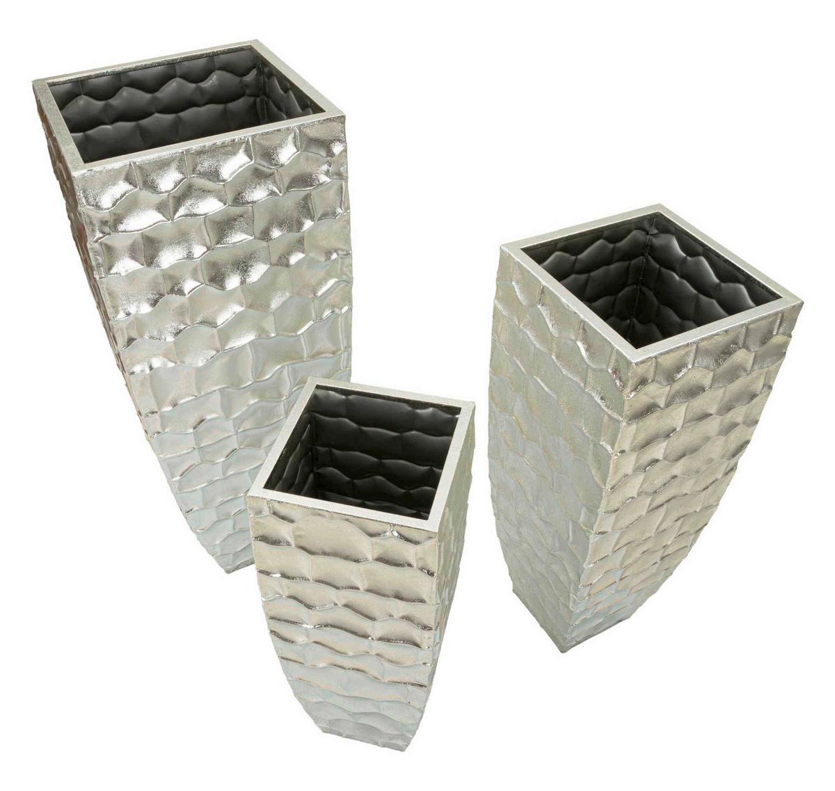 Vase Argy Set 3 Pcs Silberfarben B: 38,1 cm - Silberfarben, Basics, Metall (38,1/90,8/38,1cm)