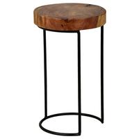 Příruční stolek Akola masiv - černá/barvy sheesham, Design, kov/dřevo (28/28/45cm) - MID.YOU