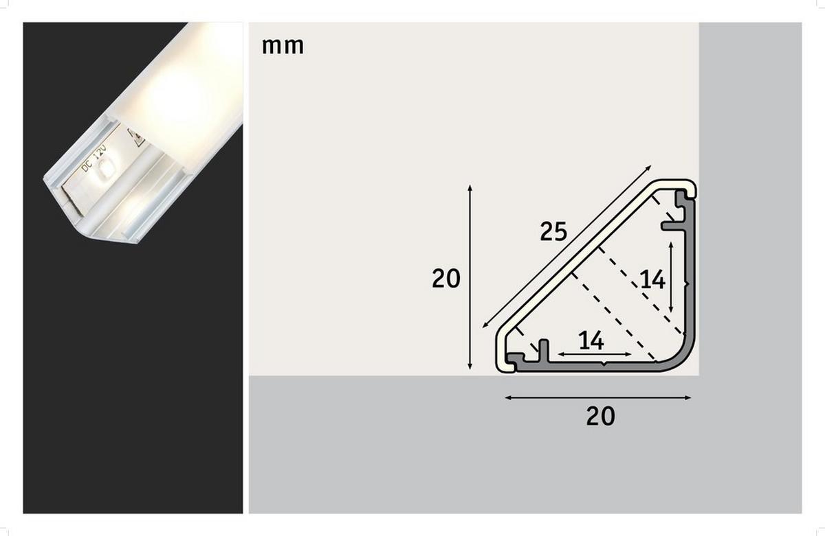LED-Dekoleuchte Function Delta Profil 100cm, Beliebig Kürzbar - Transparent/Alufarben, Basics, Kunststoff/Metall (100/2/2cm) - Paulmann