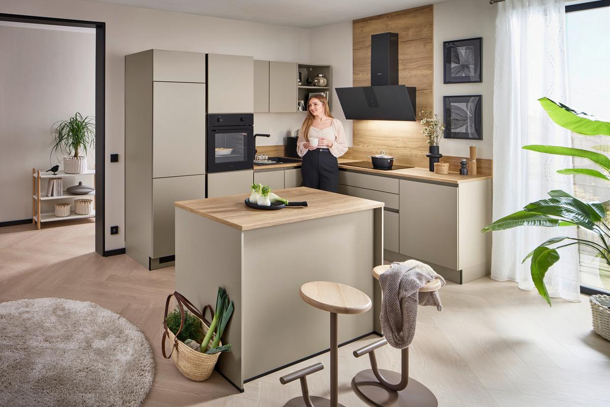 Eckküche Win mit Insel - Eichefarben/Creme, MODERN, Holzwerkstoff (278,2/205,2cm) - Express-Kuechen