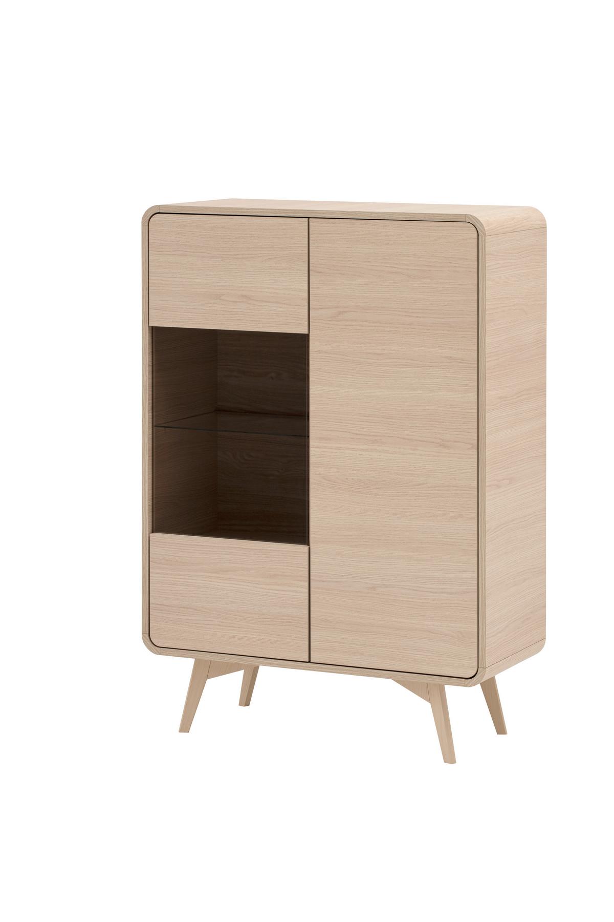 Vitrine Torsby Eichefarben B: 90 Cm - Eichefarben, Design, Glas/Holzwerkstoff (90/130/39cm) - Livetastic