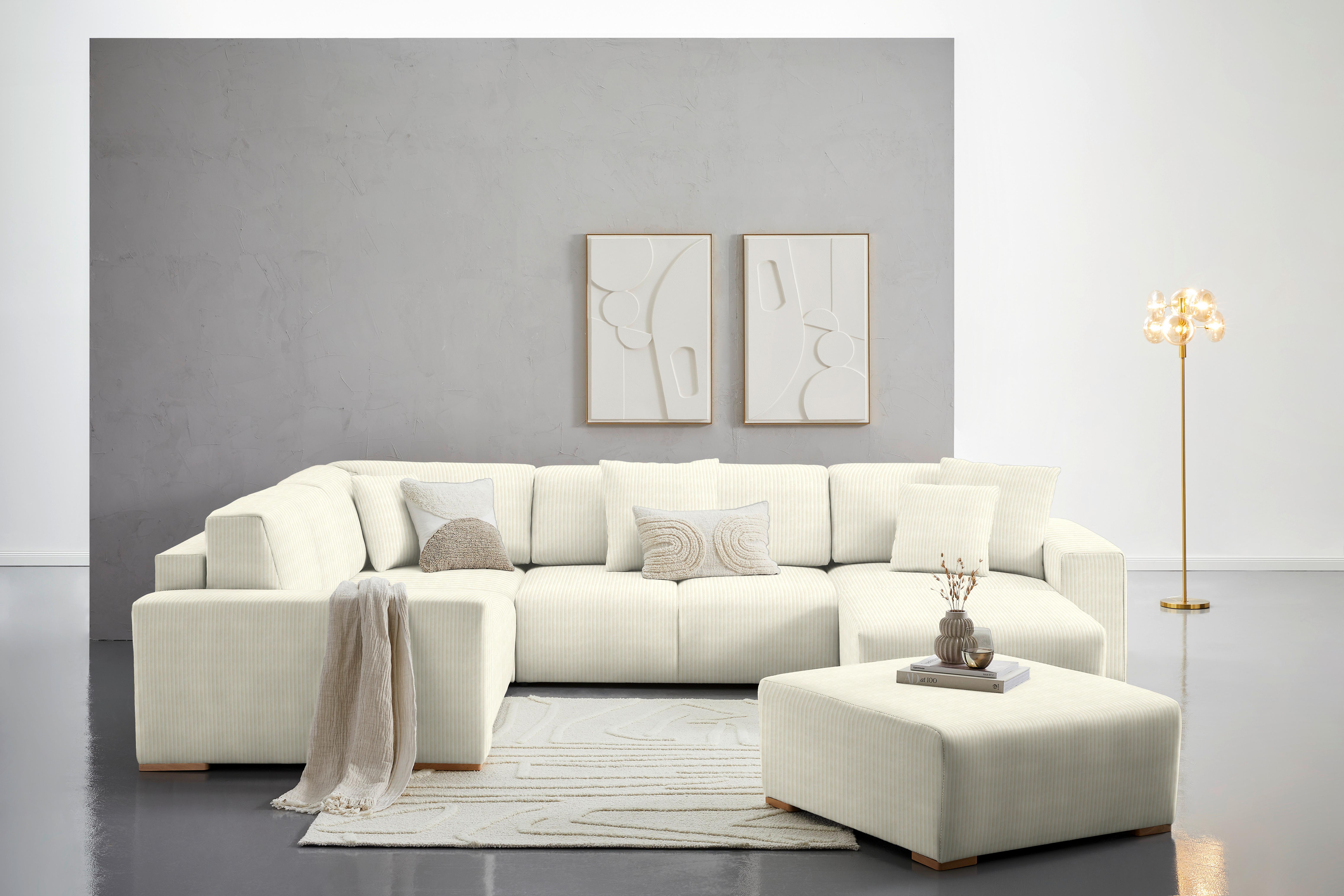 Wohnlandschaft Vouge Creme U: 283x371x208 Cm - Buchefarben/Creme, KONVENTIONELL, Textil (283/371/208cm) - Livetastic