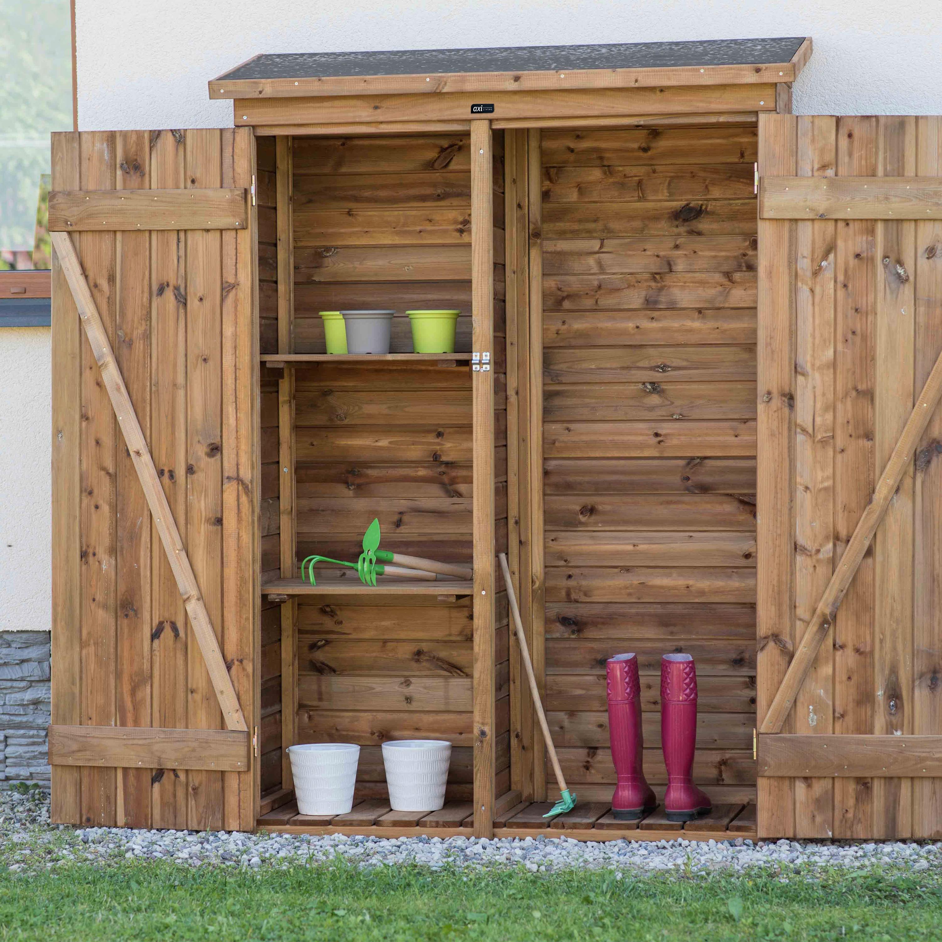 Geräteschrank Oliver - Braun/Kieferfarben, Basics, Holz (131/48/180cm) - Ambia Garden