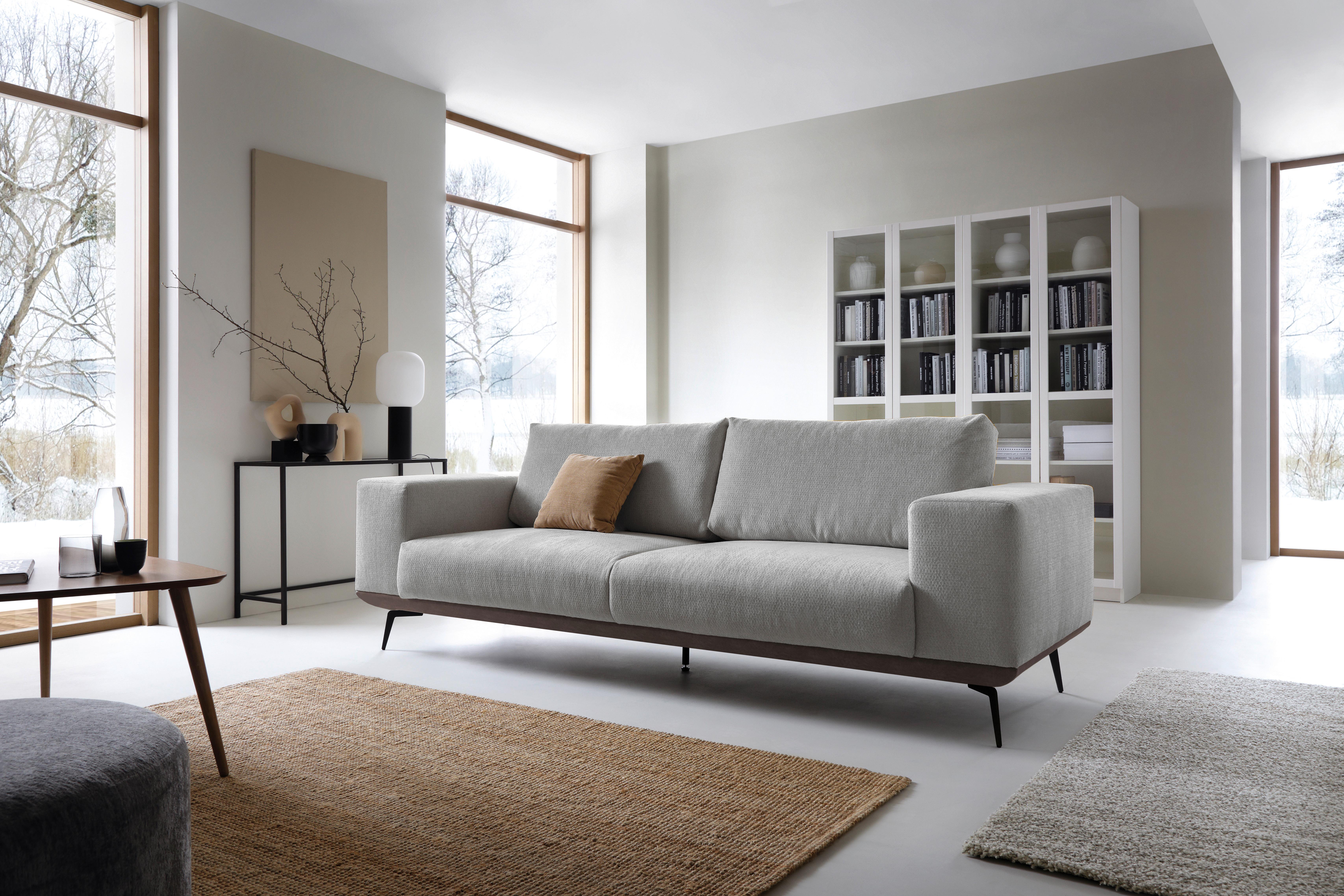 Dvoumístná pohovka ALBERO, šedá - šedá/černá, Design, kov/dřevo (260/87/95cm) - MID.YOU