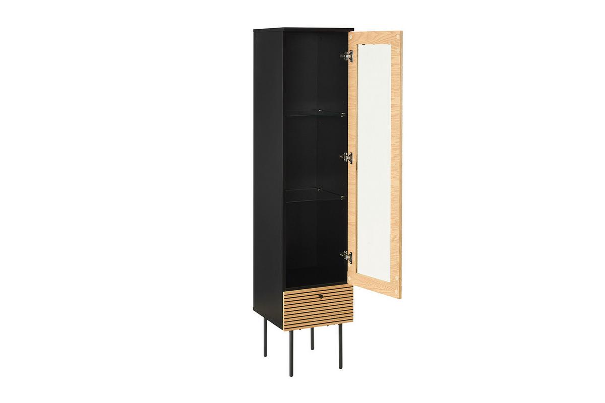 Vitrine Schwarz, Eiche Dekor B: 40cm - Klar/Eichefarben, Design, Glas/Holz (40/179/43cm) - Livetastic