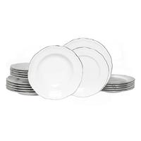 Tafelservice Maria Theresia Weiß, Platinfarben B: 36,5 Cm - Platinfarben/Weiß, Basics, Keramik (36,5/30,5cm) - Creatable