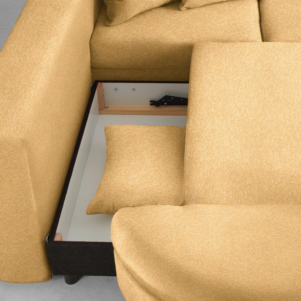 Rohová sedačka AXEL, levá, hořčicově žlutá tkanina - černá/hořčicově žlutá, Moderní, kov/textil (250/291cm) - Mömax