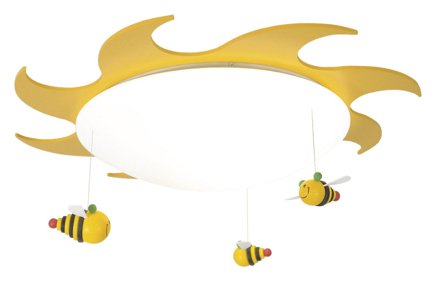 Kinderdeckenleuchte Sumsum Ø 53 cm mit Hängenden Bienen - Gelb/Weiß, Trend, Holz/Kunststoff (53/10cm) - Niermann