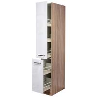 Potravinová skrinka Venezia-Valero 30cm - biela s vysokým leskom/farba ušľachtilej ocele, Modern, kov/kompozitné drevo (30/200/57cm) - FlexWell