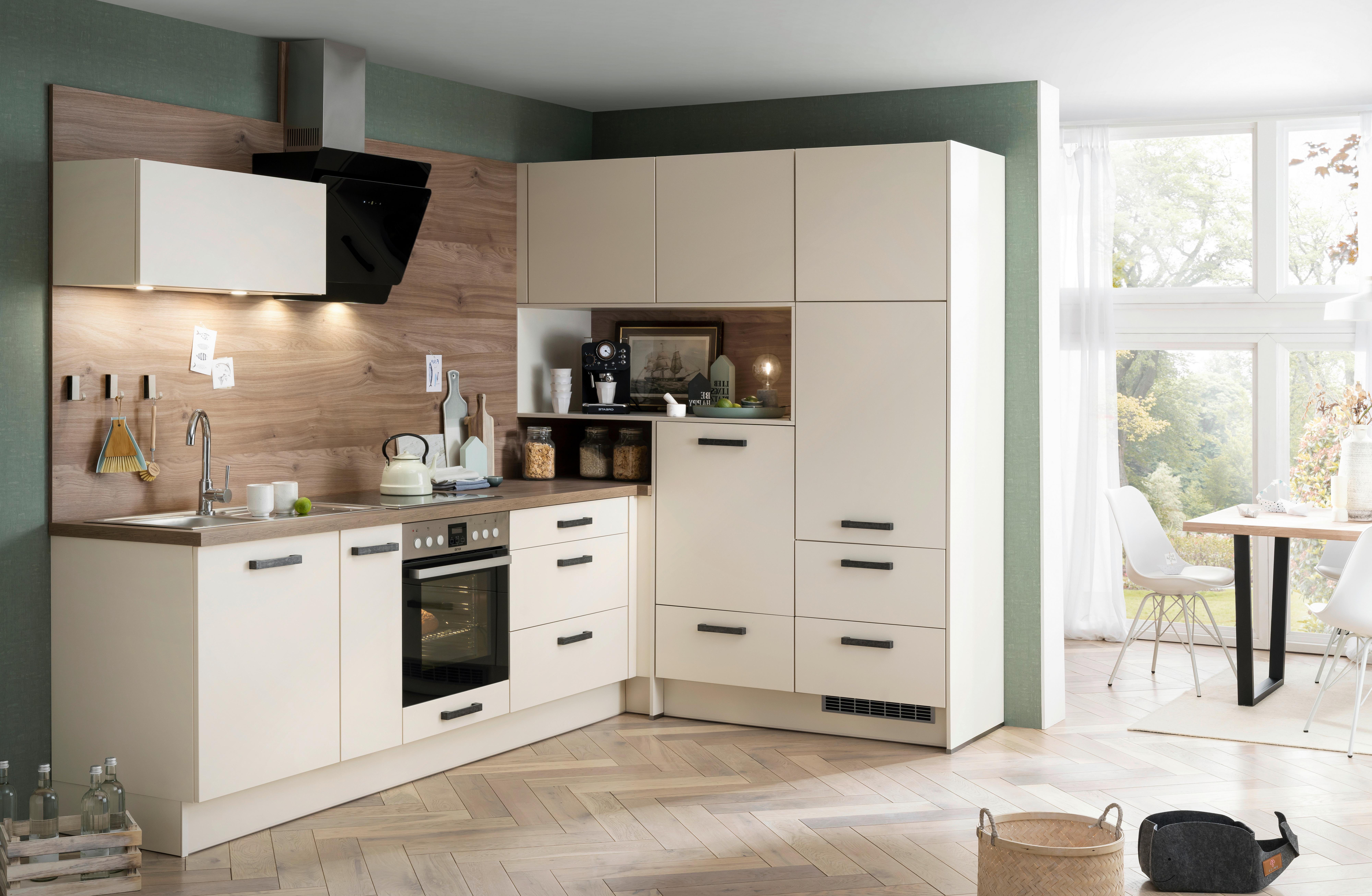 Eckküche Ip2200 ohne Geräte 295x188 cm Magnolienweiß - MODERN, Holzwerkstoff (295/188cm) - Impuls