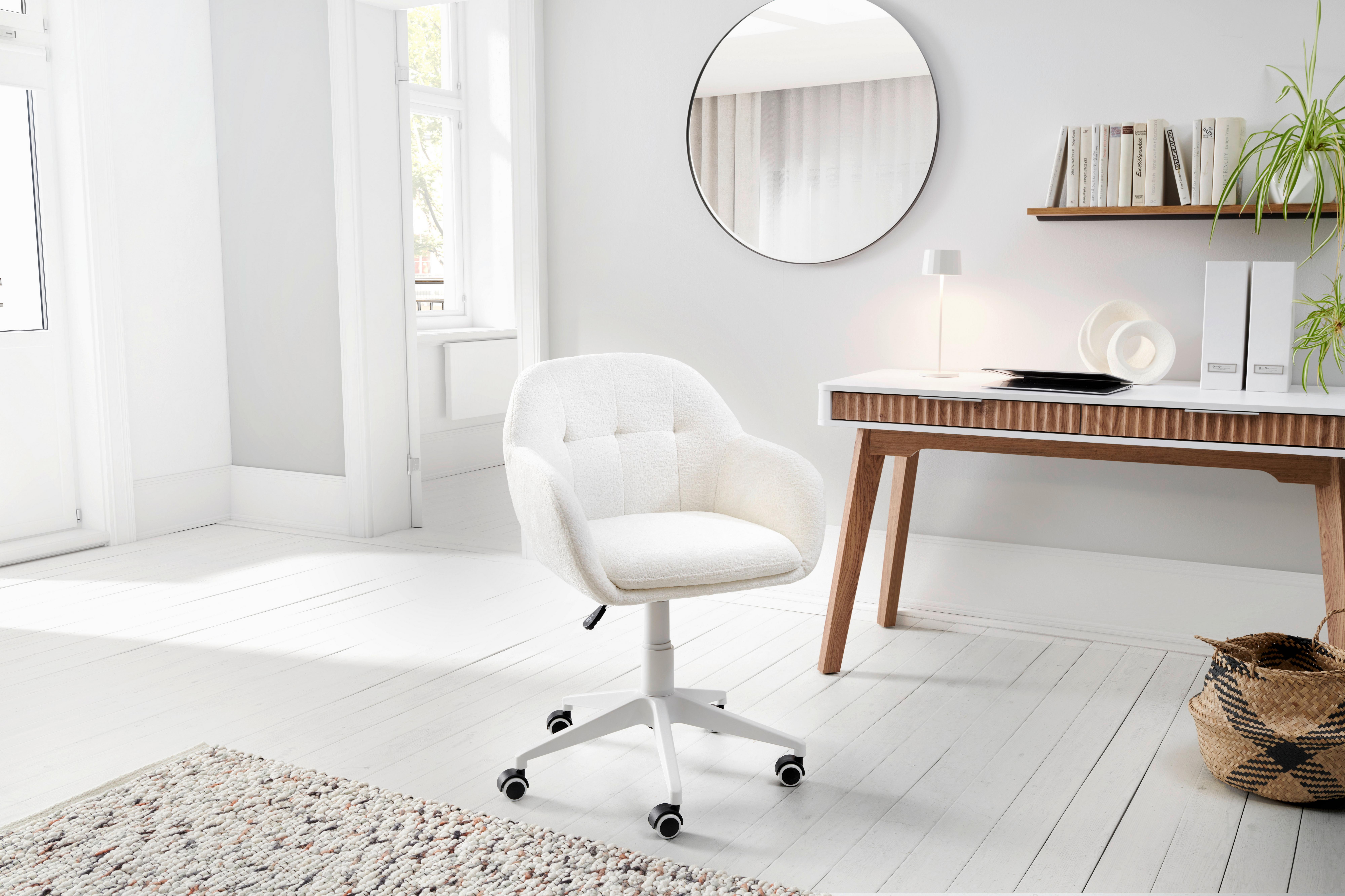 Drehstuhl Portland - Weiß, LIFESTYLE, Kunststoff/Textil (57/82-92/60cm) - MID.YOU