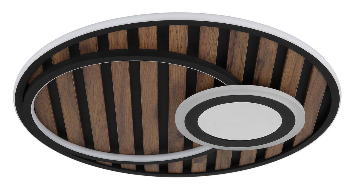 LED-Deckenleuchte Woody Schwarz Weiß Dunkelbraun - Dunkelbraun/Schwarz, Natur, Holzwerkstoff/Kunststoff (50/8cm) - Globo