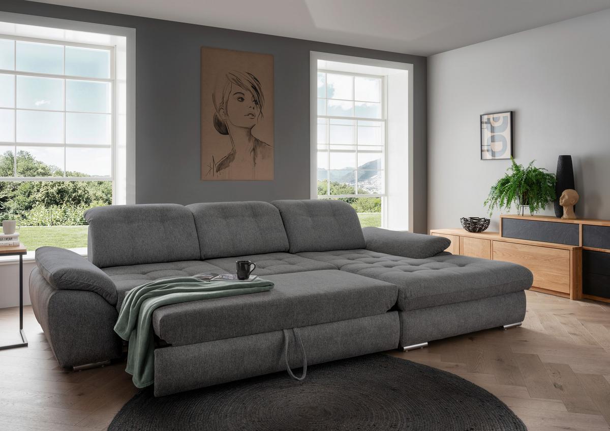 Ecksofa Mit Bettkasten Rigatti Anthrazit S: 314x184cm - Chromfarben/Anthrazit, MODERN, Textil (314/184cm) - Livetastic