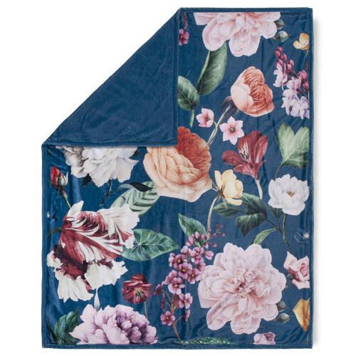 Plaid Fiori Blau Dunkelblau 130x160 cm - Blau/Dunkelblau, Design, Textil (130/160cm)