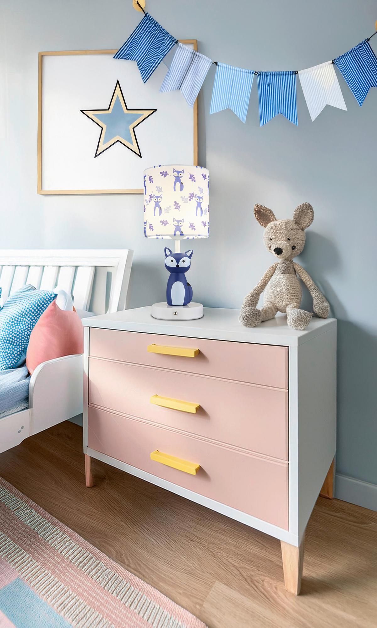 LED-Tischleuchte Foxy Blau Weiß D: 15 cm - Blau/Weiß, Trend, Keramik/Kunststoff (15/33,5cm) - Globo