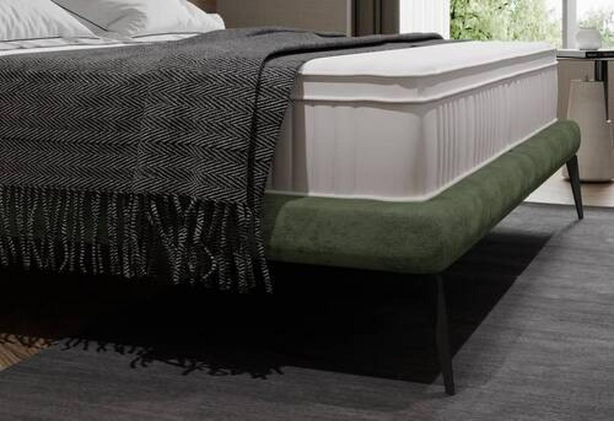 Polsterbett +matratze 180x200 Tessina Sorisso Dunkelgrün - Dunkelgrün/Creme, MODERN, Textil (180/200cm) - Livetastic