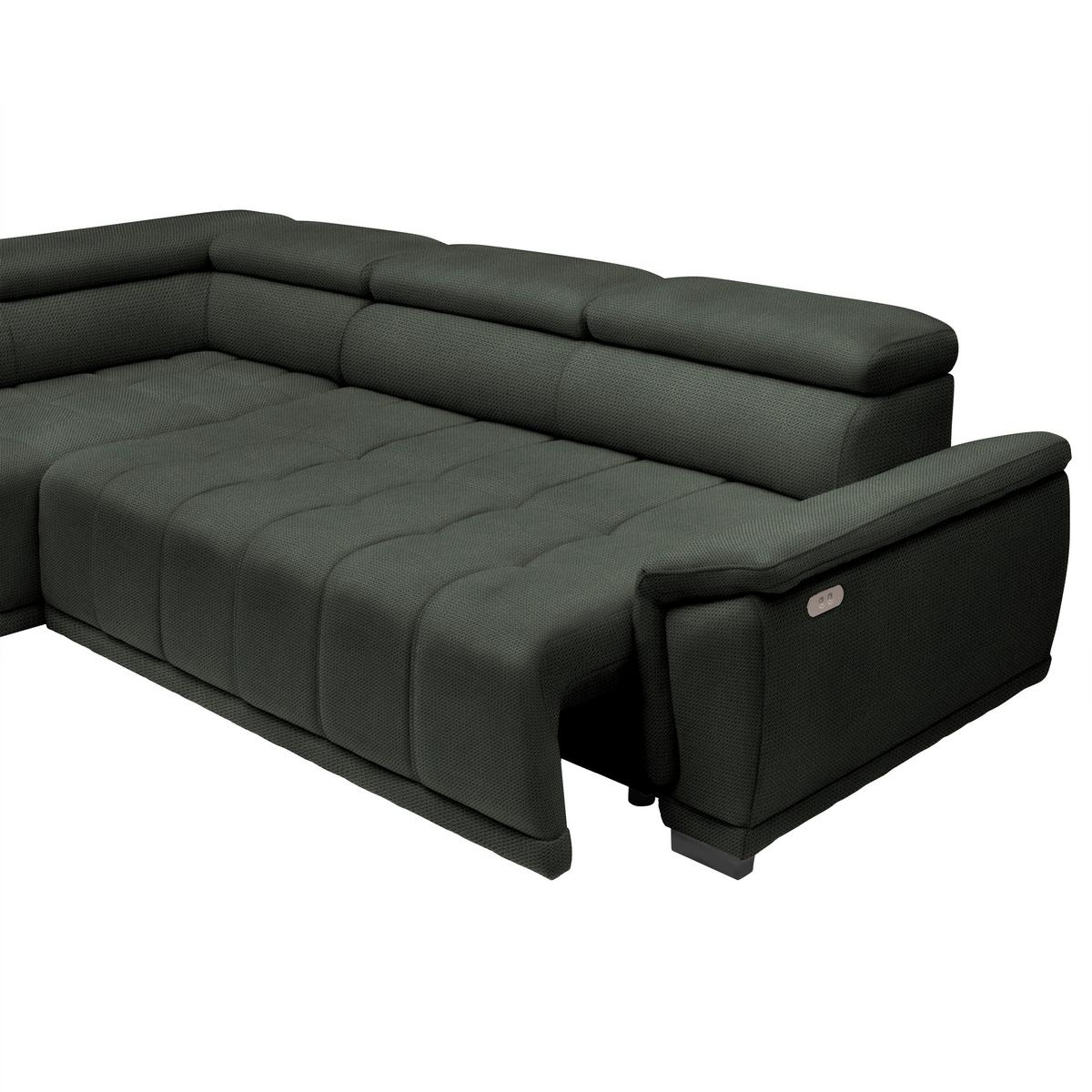 Rohová sedačka GRINALDI, levá, tmavě zelená - černá/tmavě zelená, Moderní, textil/plast (206/283cm) - Premium Living