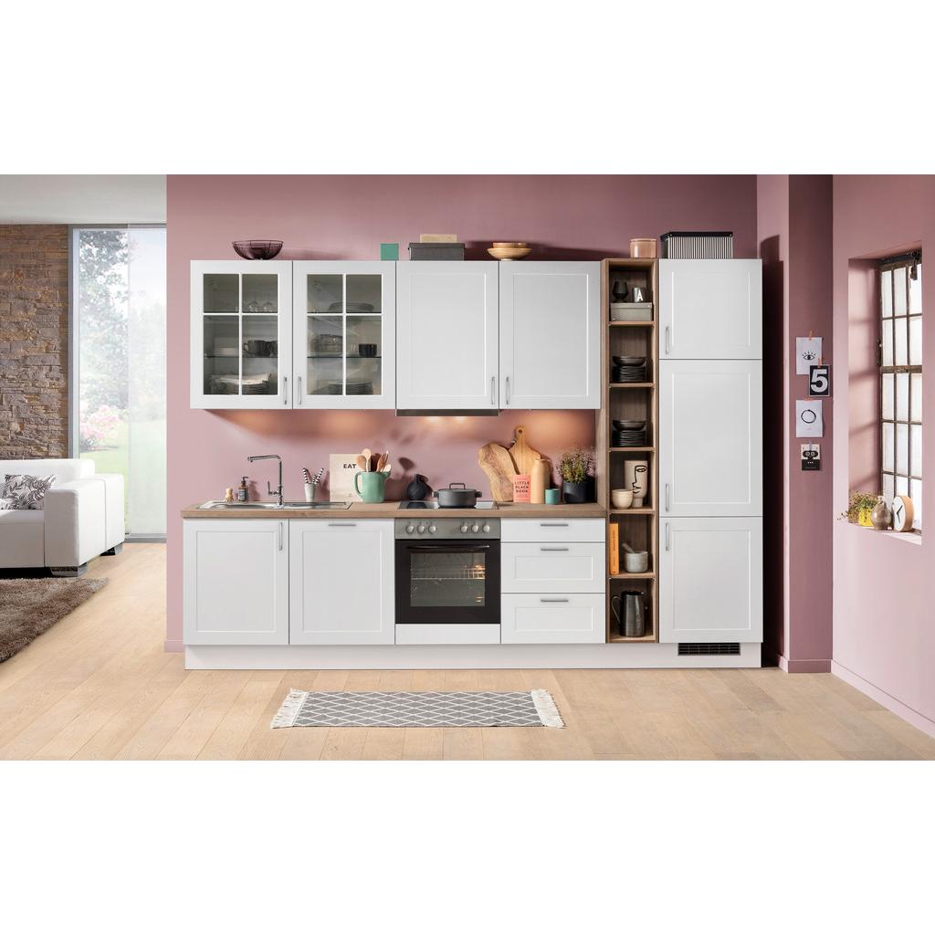 Küchenzeile Ip 4250 Ohne Geräte 330 Cm Weiß/eiche Dekor