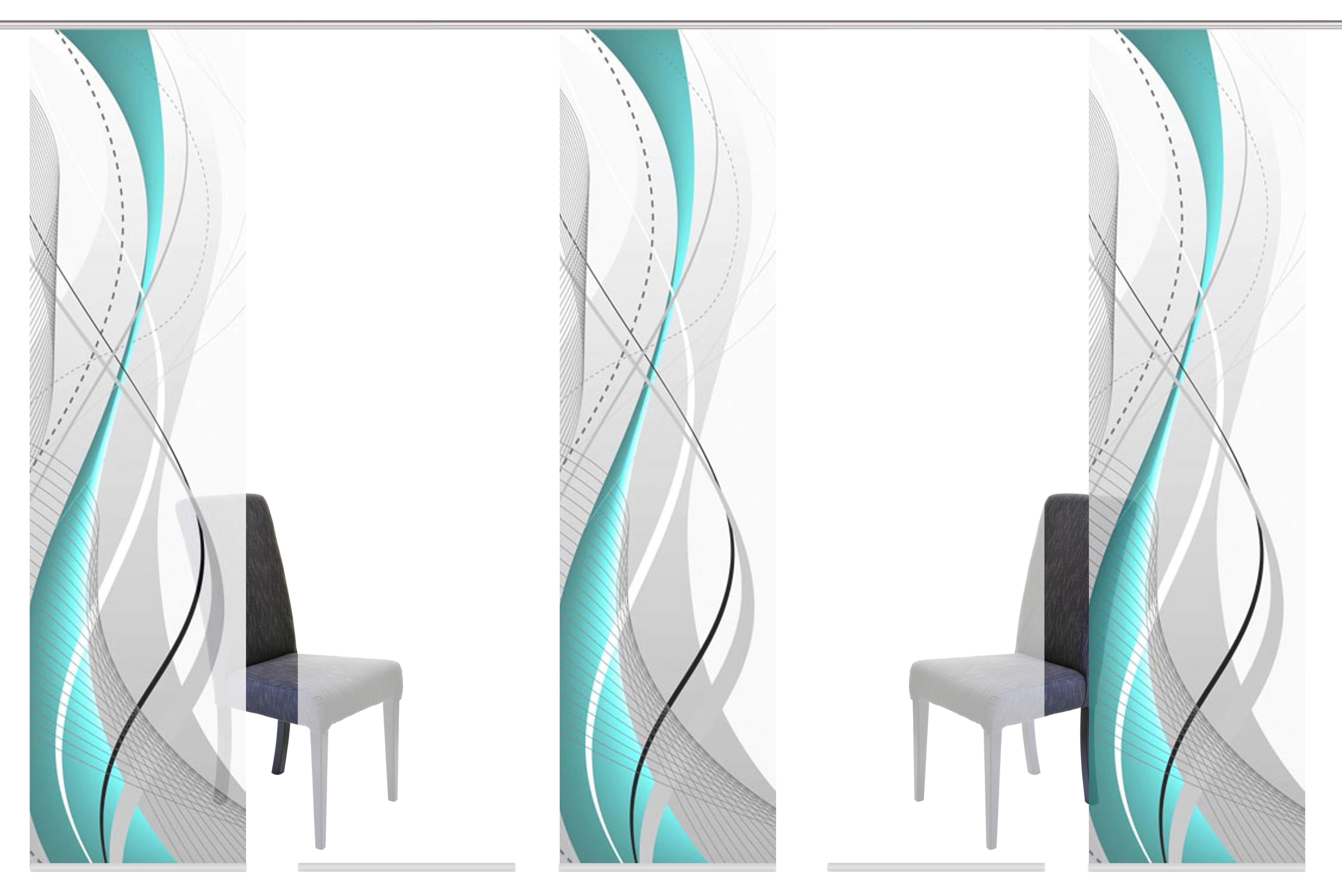 Flächenvorhang Carlisle Petrol B: 60 Cm - Petrol, Design, Textil (60/245cm)