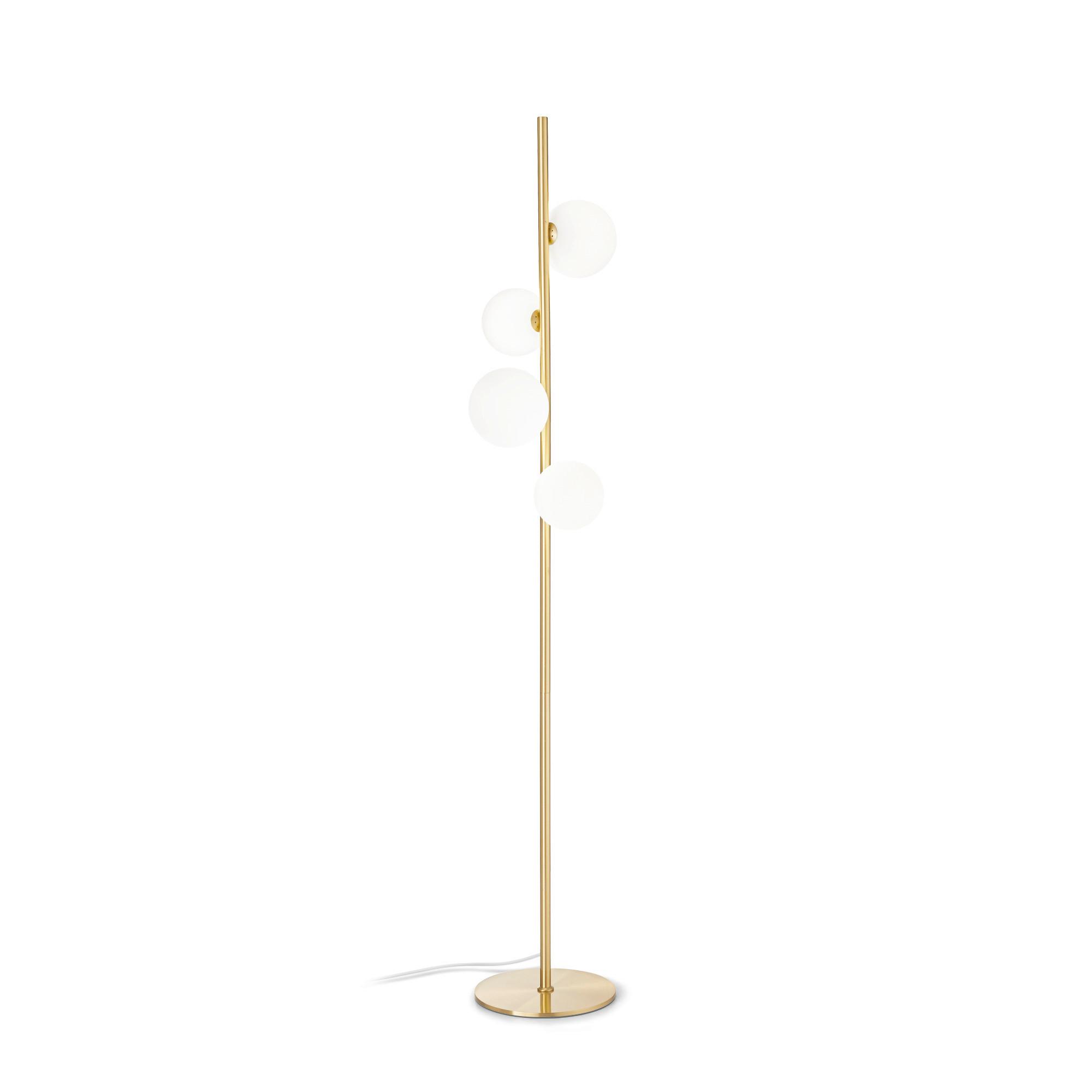 Stehleuchte Bianco Weiß Messingfarben B: 32 cm - Messingfarben/Weiß, Design, Glas/Metall (32/164/29,5cm) - Ideal Lux