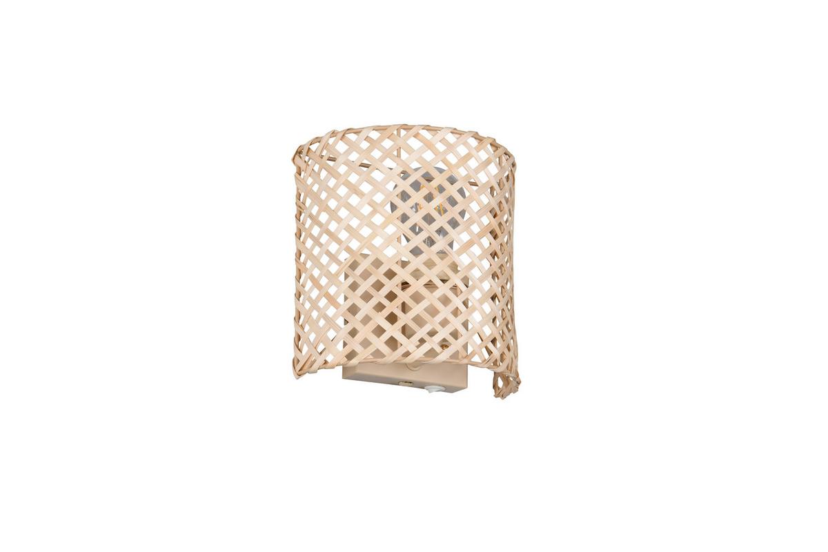 Wandleuchte Bina Naturfarben Beige B: 19 cm - Beige/Naturfarben, Natur, Naturmaterialien/Metall (19/19/10,5cm)
