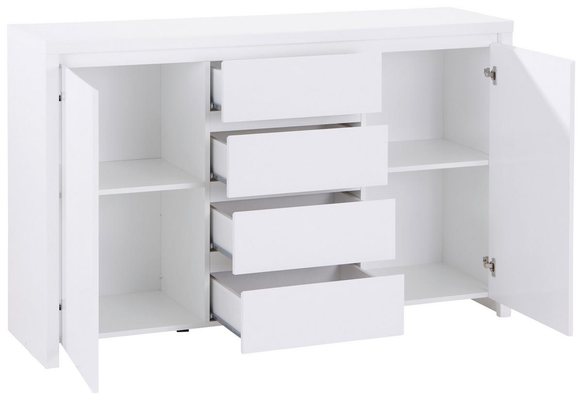 Kommode B: 143 cm Mit 2 Türen Larios, Weiß - Weiß, MODERN, Holzwerkstoff (143/91/40cm)